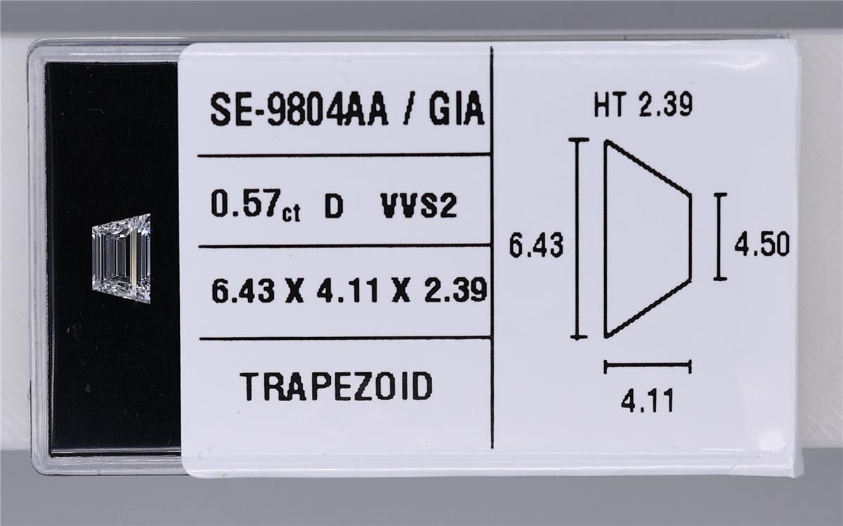 0.57ct Trapezoid D VVS2 Natural Diamond