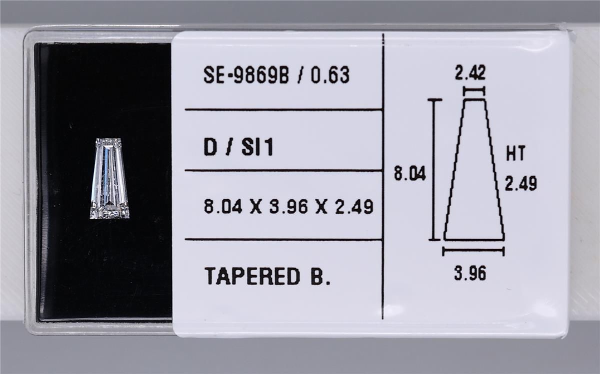 0.63ct Baguette D SI1 Natural Diamond
