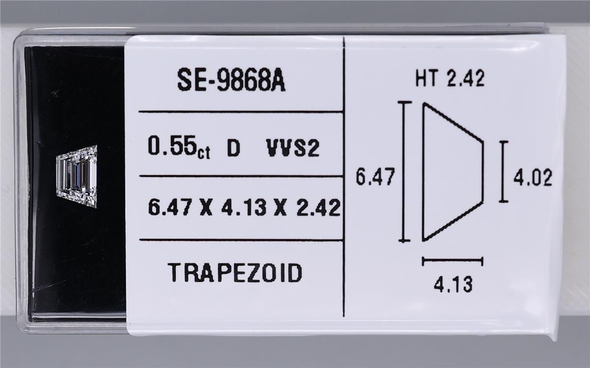 0.55ct Trapezoid D VVS2 Natural Diamond