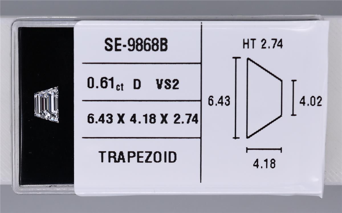 0.61ct Trapezoid D VS2 Natural Diamond
