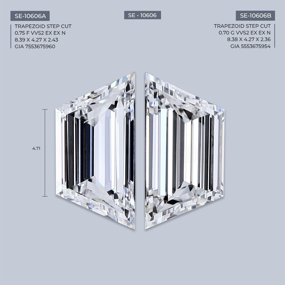 0.7ct Trapezoid G VVS2 Natural Diamond