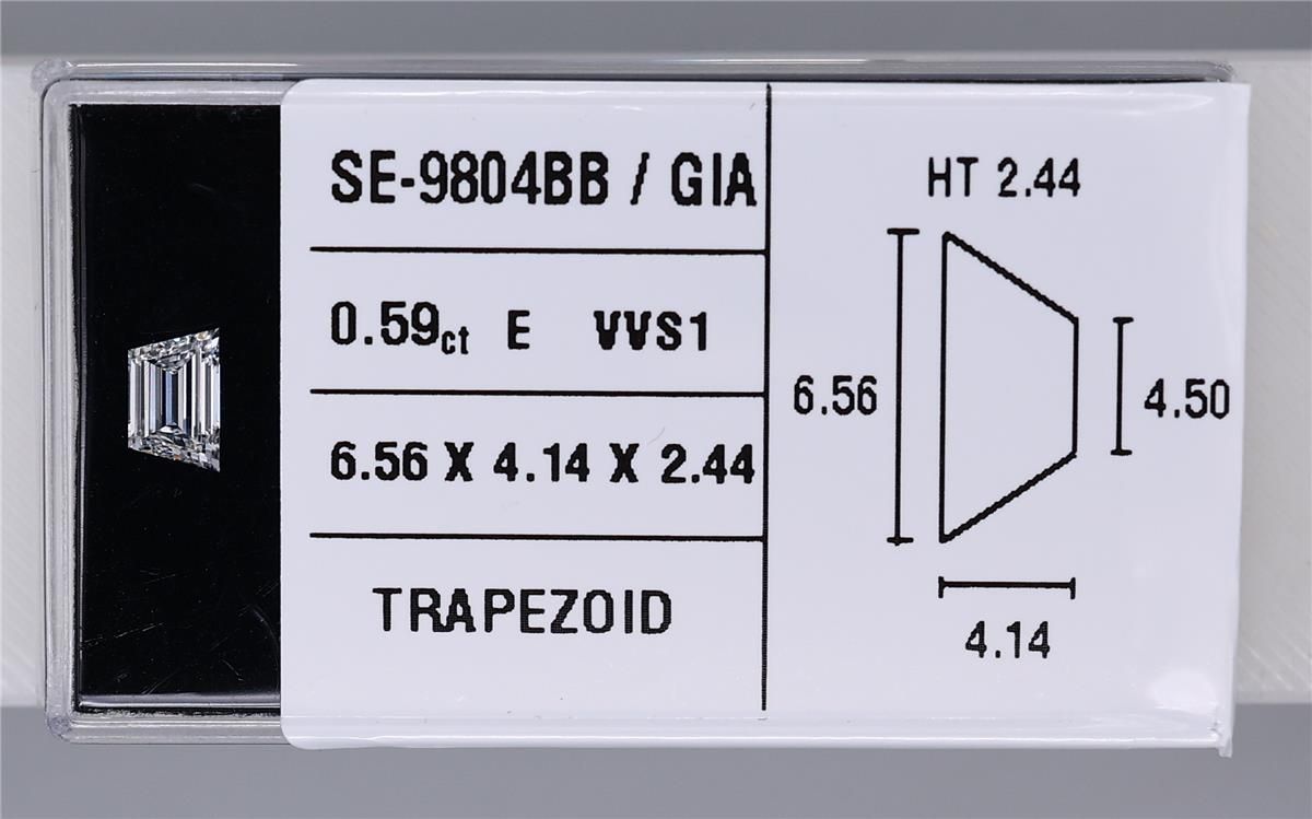 0.59ct Trapezoid E VVS1 Natural Diamond