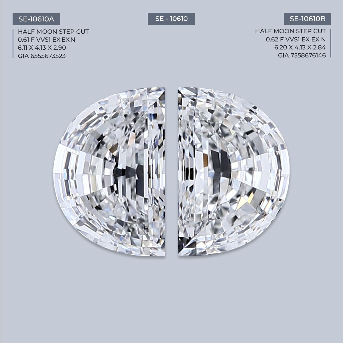 0.61ct Half Moon F VVS1 Natural Diamond