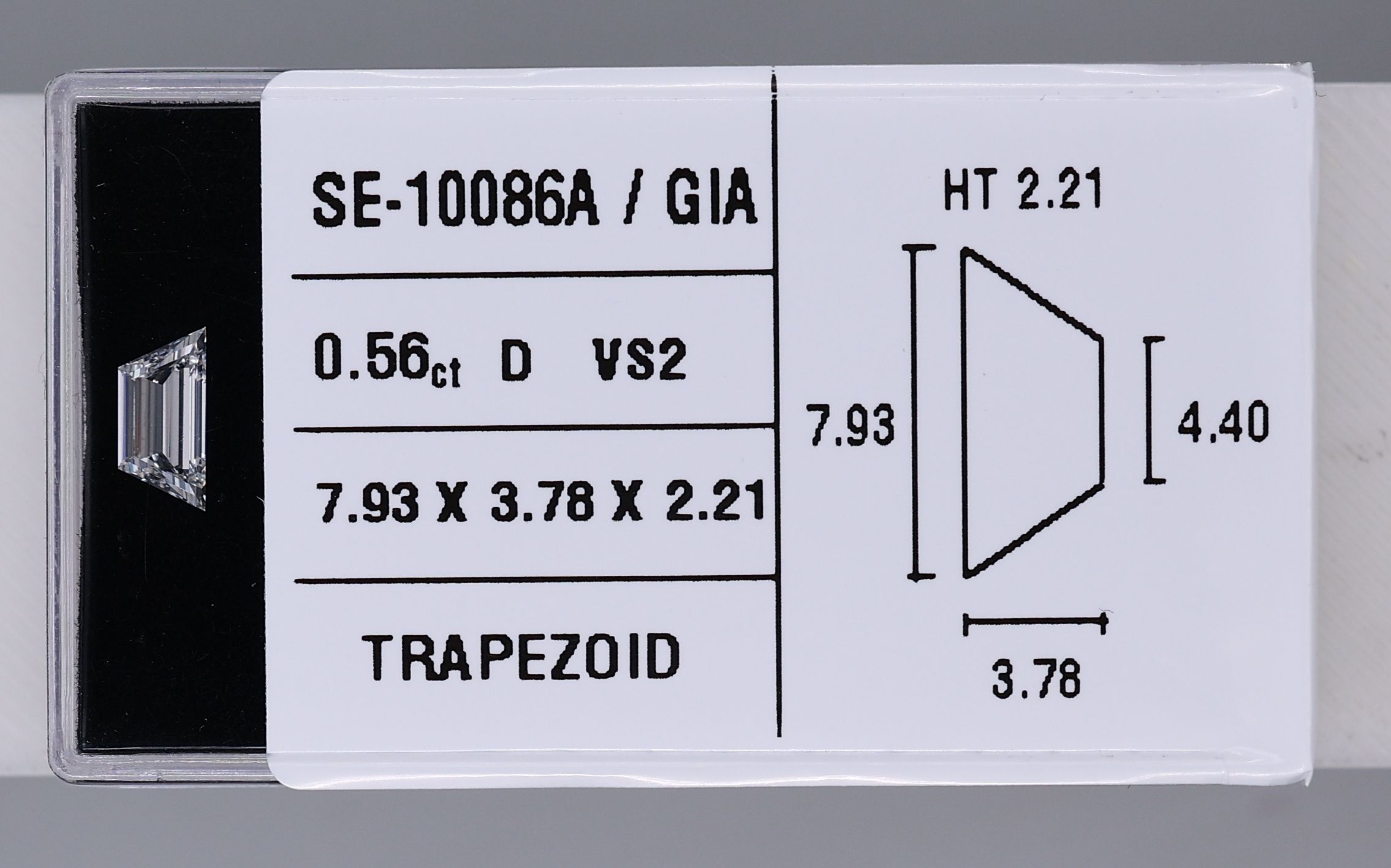0.56ct Trapezoid D VS2 Natural Diamond